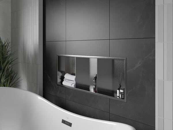 Mexen X-Wall-R, raft încastrat cu flanșă 90 x 30 cm, grafit mat - 19E0903010S