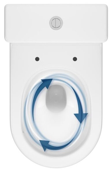 Cersanit Remo Oval, toaletă ovală compactă cu capac WC, sistem de acționare cu hidromasaj, alb lucios, K3030-001