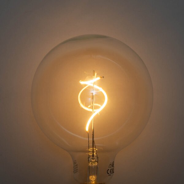 Set de 5 becuri LED E27 dimabile cu filament spiralat G125 4W 270 lm 2200K