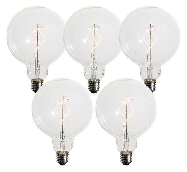 Set de 5 becuri LED E27 dimabile cu filament spiralat G125 4W 270 lm 2200K