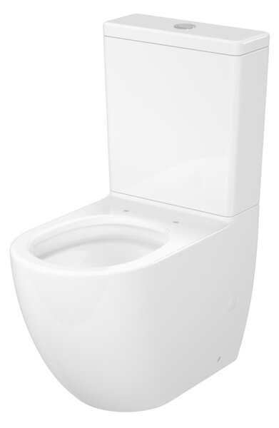 Cersanit Remo Oval, toaletă ovală compactă cu capac WC, sistem de acționare cu hidromasaj, alb lucios, K3030-001