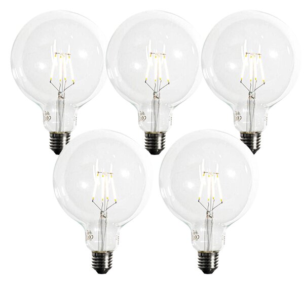 Set 5 becuri Bec LED E27 cu filament spiralat reglabil G125 5W 450lm 2200K