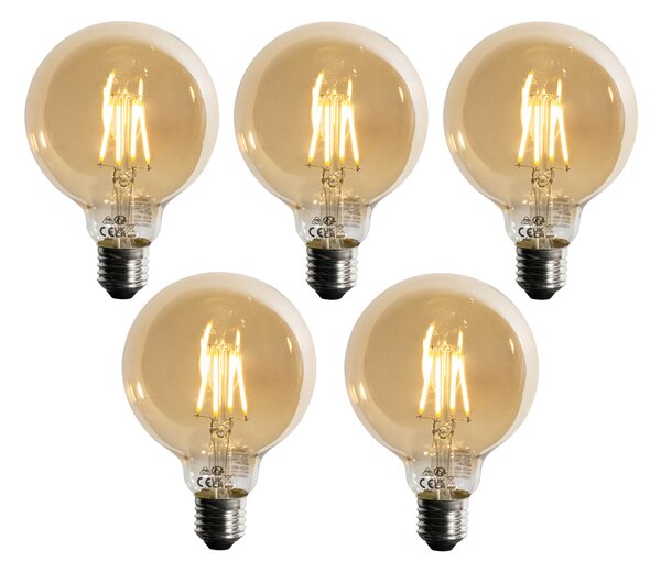 Set 5 becuri Bec LED E27 reglabil G95 5W 450lm 2700K