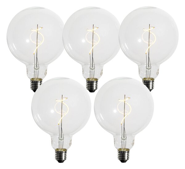 Set de 5 Becuri LED E27 Estompabile Filament Spiralat G125 4W 270 lm 2700K