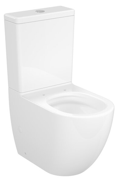Cersanit Remo Oval, toaletă ovală compactă cu capac WC, sistem de acționare cu hidromasaj, alb lucios, K3030-001
