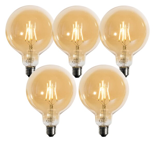 Set de 5 becuri LED E27 reglabile, aurii, G125, 4,9W, 450 lm, 2200K