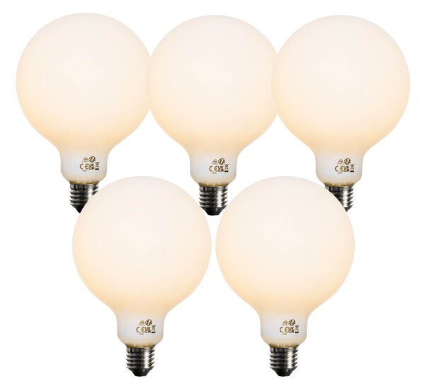 Set 5 becuri Bec LED E27 reglabil opalin G125 5W 450lm 2200K