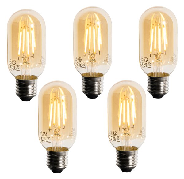 Set 5 becuri Bec LED E27 reglabil auriu T45 4W 300 lm 2200K