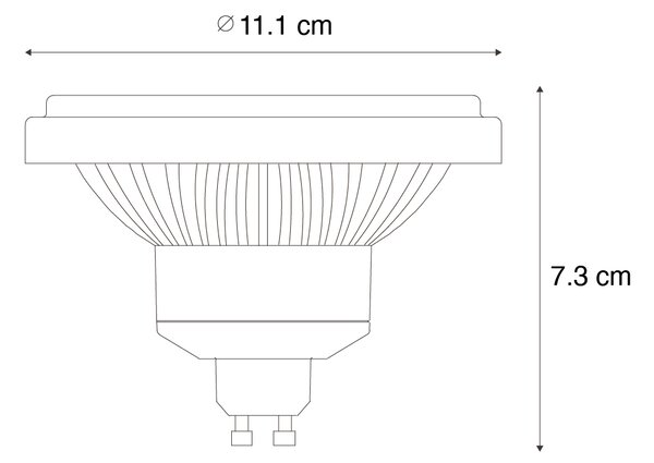 Set de 5 becuri LED GU10 dimabile 111mm 10.5W 770lm 2700K