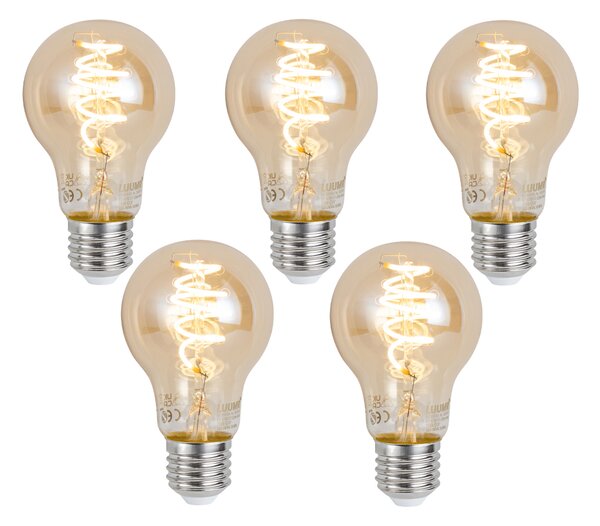Set de 5 becuri LED inteligente E27, reglabile, A60, chihlimbar, 4,9 W, 320 lm, 2500 K, Zigbee