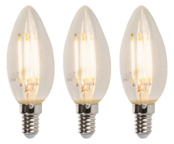 Set de 3 becuri LED E14 cu luminozitate reglabilă tip lumânare B35 5W 380lm 2700K