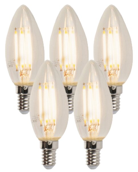 Set de 5 becuri LED cu filament E14 reglabile B35 5W 380lm 2700K
