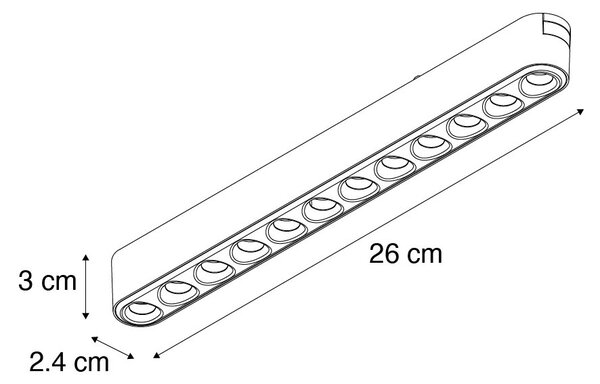 Plafonieră neagră modernă pentru sistem de șine monofazat 12W 3000K - Magnetic Puntua
