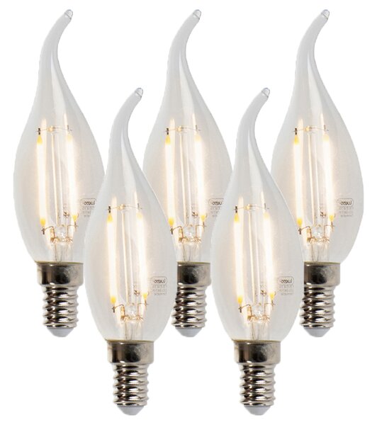 Set de 5 becuri LED cu filament cu lumină de lumânare E14 reglabile 250lm 2700K