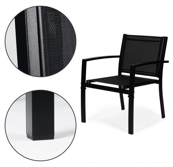 Set masa de gradina, 1 Masa, 1 Banca, 2 Fotolii, Culoare Negru