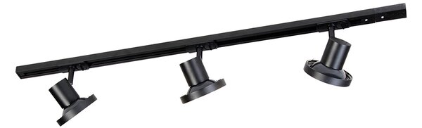 Sistem modern de iluminat pe șine cu 3 spoturi negre monofazate 100 cm - Iconic Jeany