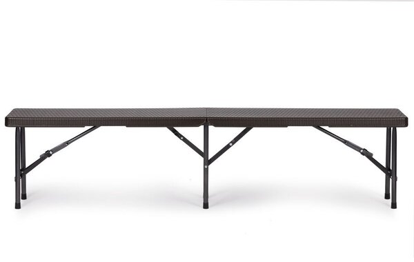 Set Masa De Gradina Cu 2 Banci, Pentru Terasa Sau Curte, Pliabila, Dreptunghiulara, Cadrul Otel, Dimensiune 180x74x74, Ratan, Culoare Negru