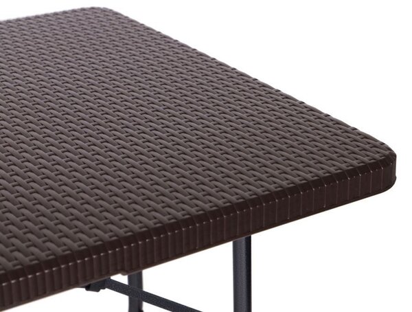 Set Masa De Gradina Cu 2 Banci, Pentru Terasa Sau Curte, Pliabila, Dreptunghiulara, Cadrul Otel, Dimensiune 180x74x74, Ratan, Culoare Negru
