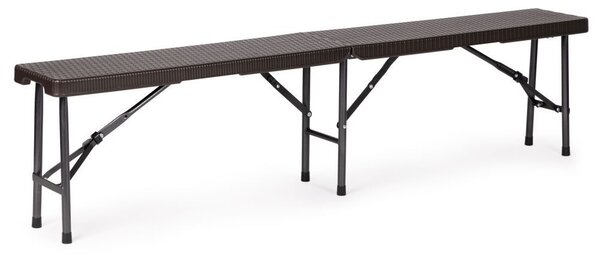 Set Masa De Gradina Cu 2 Banci, Pentru Terasa Sau Curte, Pliabila, Dreptunghiulara, Cadrul Otel, Dimensiune 180x74x74, Ratan, Culoare Negru