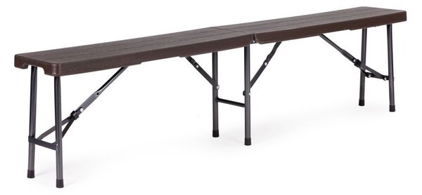 Set Masa De Gradina Cu 2 Banci, Pentru Terasa Sau Curte, Pliabila, Dreptunghiulara, Cadrul Otel, Dimensiune180x74x74, Culoare Maro