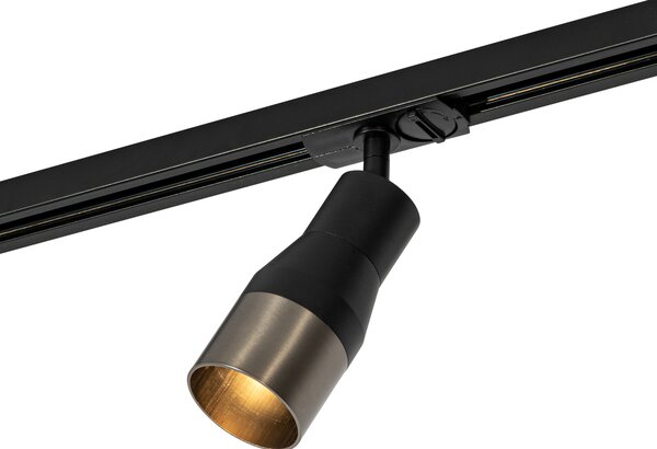 Spot modern negru cu gunmetal pentru sistem de șine monofazat GU10 50mm - Iconic Kohua