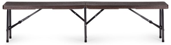 Set Masa De Gradina Cu 2 Banci, Pentru Terasa Sau Curte, Pliabila, Dreptunghiulara, Cadrul Otel, Dimensiune180x74x74, Culoare Maro