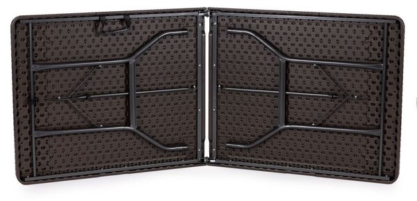 Set Masa De Gradina Cu 2 Banci, Pentru Terasa Sau Curte, Pliabila, Dreptunghiulara, Cadrul Otel, Dimensiune 180x74x74, Ratan, Culoare Negru
