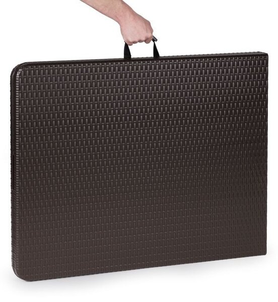 Set Masa De Gradina Cu 2 Banci, Pentru Terasa Sau Curte, Pliabila, Dreptunghiulara, Cadrul Otel, Dimensiune 180x74x74, Ratan, Culoare Negru