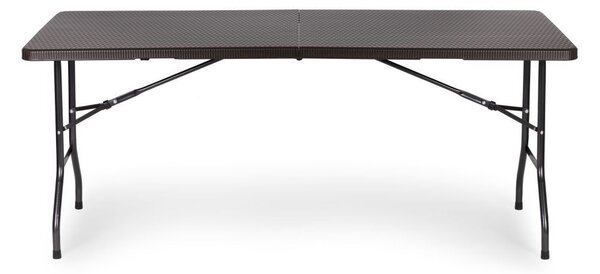 Set Masa De Gradina Cu 2 Banci, Pentru Terasa Sau Curte, Pliabila, Dreptunghiulara, Cadrul Otel, Dimensiune 180x74x74, Ratan, Culoare Negru