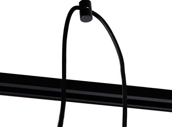 Sistem de iluminat pe șină modern cu 5 lumini suspendate negre monofazate - Iconic Cavalux