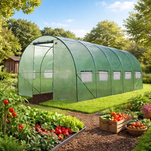 Sera gradina 8x3x2m tip tunel pentru legume, verde