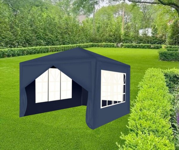 Pavilion gradina, 3x3x2,5 m, cu 4 pereti laterali, albastru