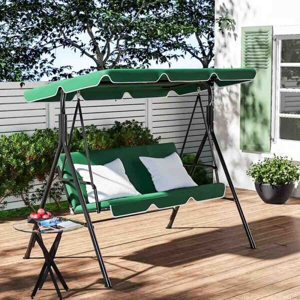Balansoar gradina verde, 3 persoane, structura metal, 170 x 110 x 153 cm