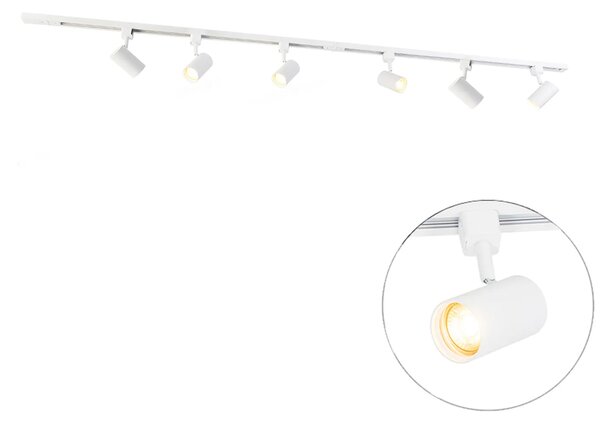 Sistem modern de iluminat pe șine cu 6 spoturi albe monofazate 200cm - Iconic Jeana