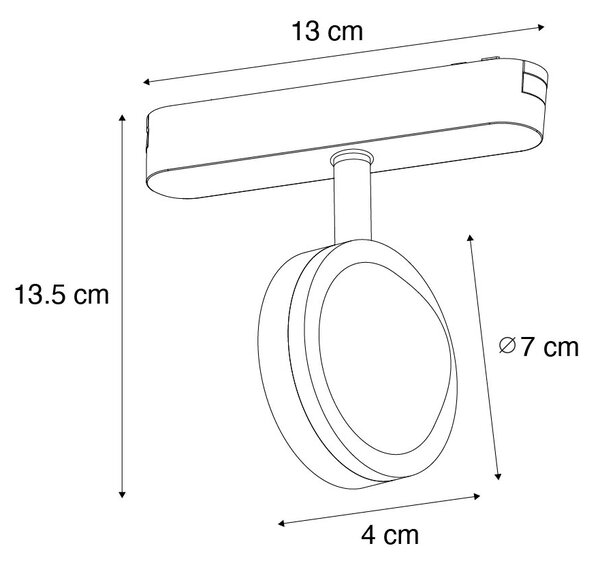 Spot modern negru pentru sistem de șine monofazat, cu LED rotativ și înclinabil - Magnetic Lance