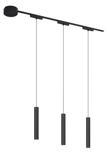 Sistem de iluminat pe șină modern cu 3 pendule negre monofazat - Magnetic Cassie