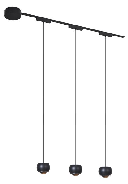 Sistem modern de iluminat pe șine cu 3 pendule negre monofazate - Magnetic Lance