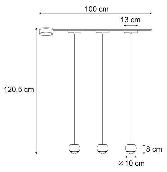 Sistem modern de iluminat pe șine cu 3 pendule negre monofazate - Magnetic Lance