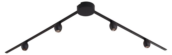 Sistem modern de iluminat pe șine cu 4 spoturi negre monofazate - Magnetic Zagaye