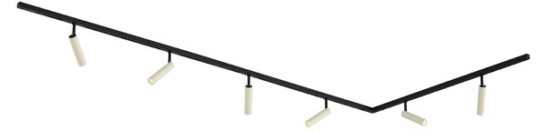 Sistem modern de iluminat pe șine cu 6 spoturi bej și negre monofazat - Slimline Uzzy