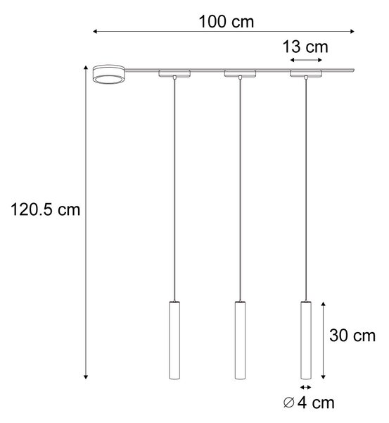 Sistem de iluminat pe șină modern cu 3 pendule negre monofazat - Magnetic Cassie