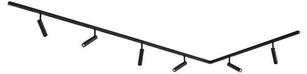 Sistem modern de iluminat pe șine cu 6 spoturi negre monofazate - Slimline Uzzy