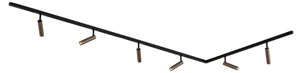 Sistem de iluminat modern pe șină cu 6 spoturi bronz închis monofazat - Slimline Uzzy