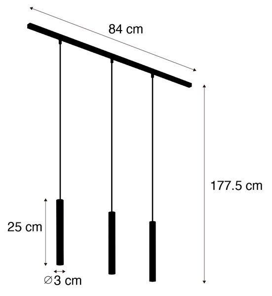 Sistem modern de iluminat pe șine cu 3 pendule albe monofazat - Slimline Keno