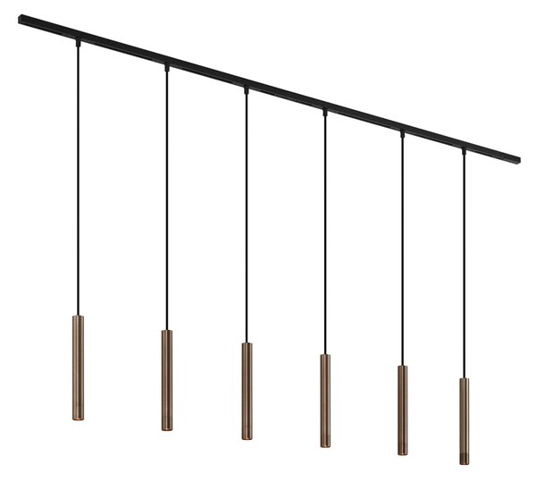 Sistem de iluminat modern pe șină cu 6 pendule bronz monofazat - Slimline Keno