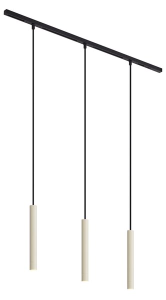 Sistem de iluminat pe șină modern cu 3 pendule bej cu negru monofazat - Slimline Keno