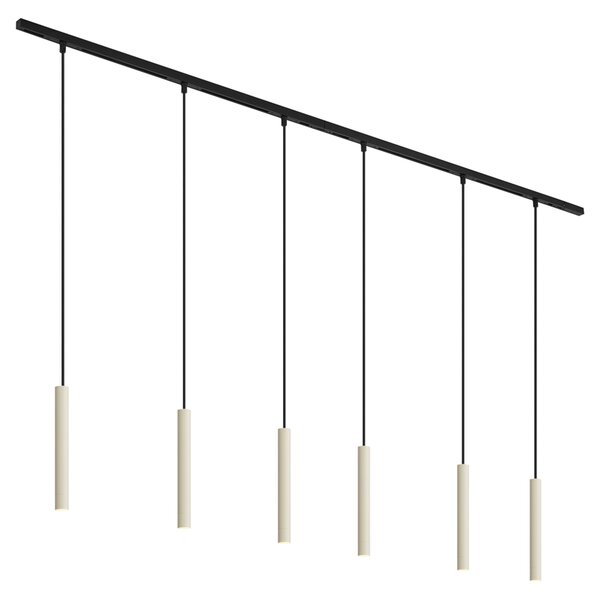 Sistem modern de iluminat pe șine cu 6 pendule bej cu negru monofazat - Slimline Keno