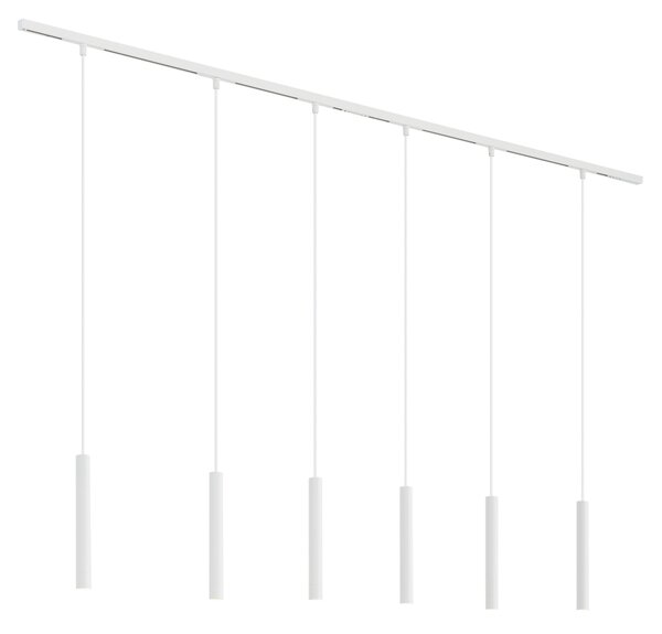Sistem modern de iluminat pe șine cu 6 pendule albe monofazat - Slimline Keno