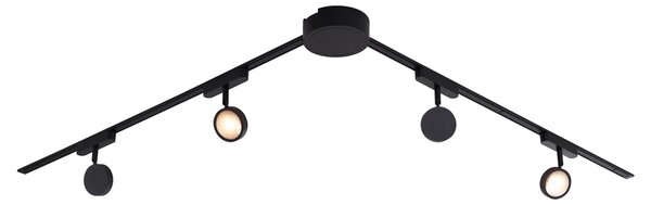 Sistem modern de iluminat pe șine cu 4 spoturi negre monofazate - Magnetic Lance
