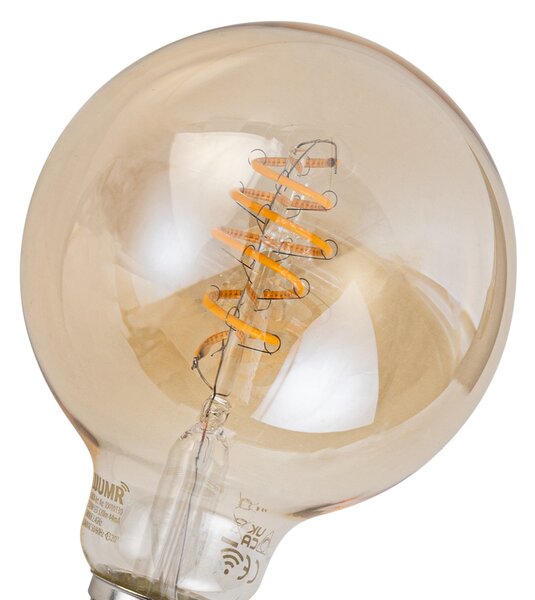 Set 5 becuri Becuri LED inteligente E27 reglabile G95 chihlimbar 4,9W 320lm 2500K